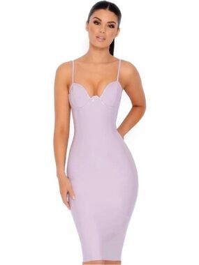 Oh Polly On Cloud Shine Vinyl Latex  Midi Dress In Lilac Grey Size 4 UK8
